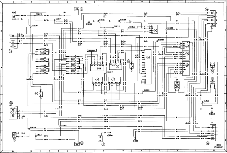 Diagram 2. Exterior lighting. P100 models from 1988 onwards