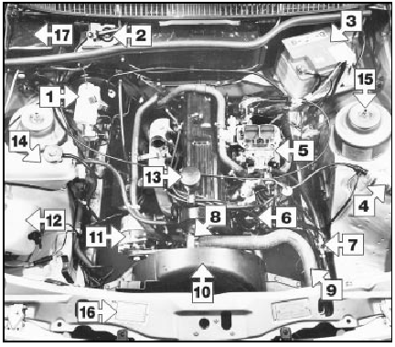 Underbonnet view of a 1983 2.0 litre SOHC carburettor model (air cleaner