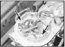 19.5 Removing the carburettor securing  screws