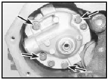26.3a Oil pump securing bolts (arrowed)