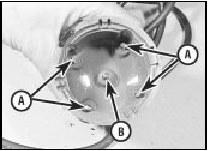 39.6 Bosch distributor cap showing HT segments (A) and carbon brush (B)