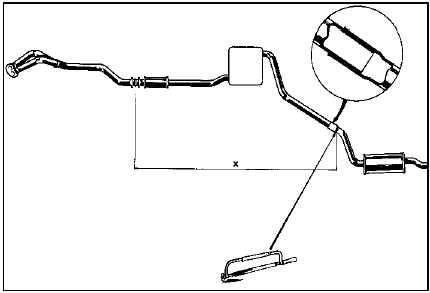 27.9a Cutting point when fitting a service replacement exhaust system section