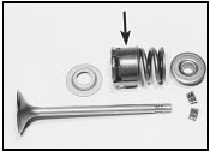 21.4 Inlet valve components. Spring damper arrowed - 1.8 litre (R2A)