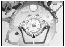 26.2 Crankshaft rear oil seal location (arrowed)