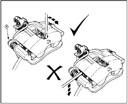 4.7 Correct and incorrect methods of freeing stuck outboard disc pad. Guide