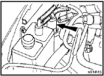 34.7 Carbon canister-purge solenoid location (arrowed) - 1.6/1.8 litre (R6A)