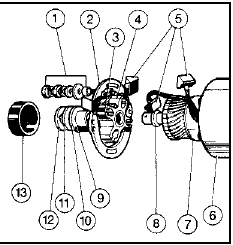 10.21 Lucas 5M90 starter motor brush assembly