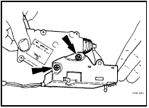 50.19b Rear door central locking motor securing screws (arrowed) - models