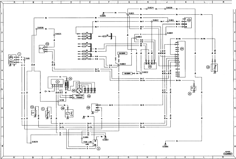 Diagram 1. Starting, charging and ignition. P100 models from 1988 onwards