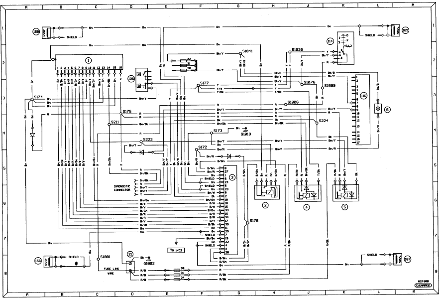 Diagram 3b. Anti-lock braking system. Models from 1990 onwards
