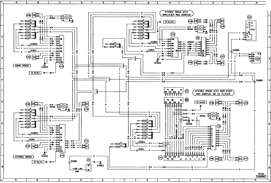 Diagram 5. In-car entertainment. Models from 1990 onwards