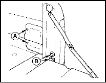 24.2 Rear lamp wiring cover screws (A) and tailboard hinge screws (B)