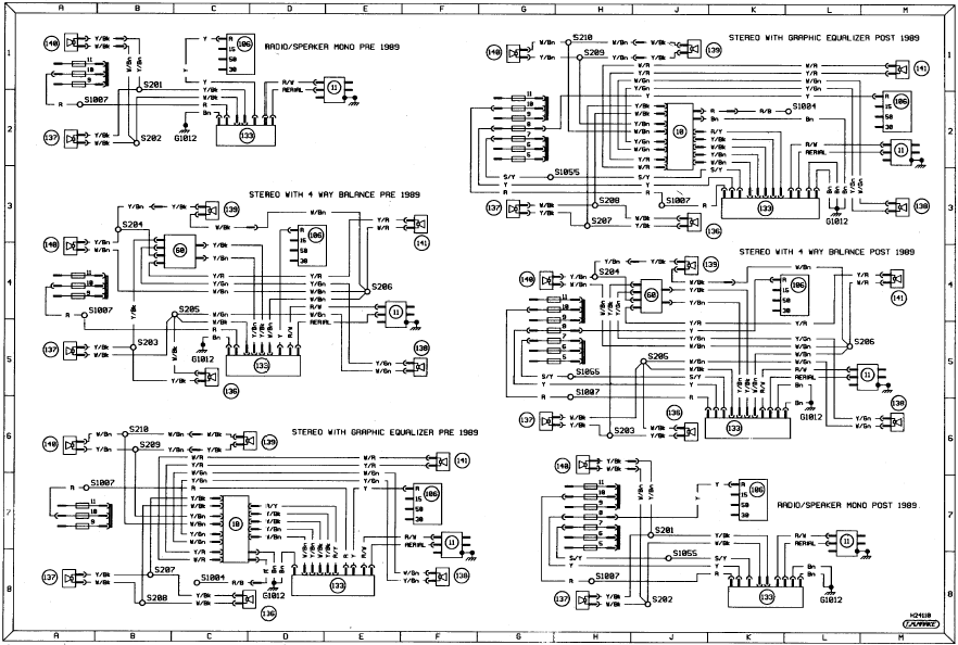 Diagram 5. In-car entertainment. Models from 1987 to May 1989