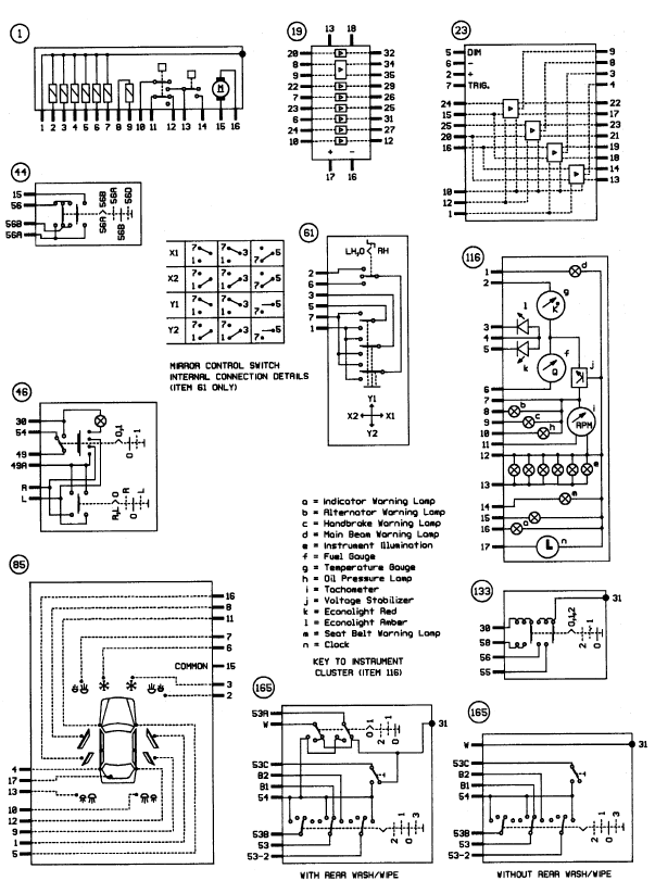 Internal connection details. Models from 1990 onwards