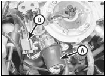 28.3 Throttle valve control motor (A) and wiring plug (B)