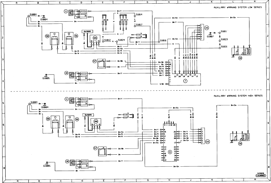 Diagram 4. Auxiliary warning system. Models up to 1987