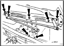 34.5 Windscreen wiper motor bracket securing screws (arrowed)