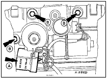 17.6 Electric sunroof relay (A) and motor securing bolts (B)