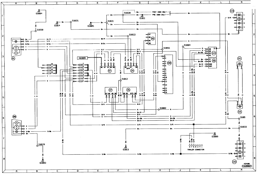 Diagram 2. Exterior lighting - head/sidelamps. Models from 1987 to May 1989