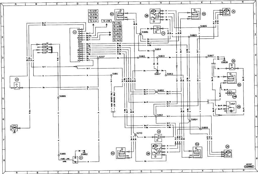 Diagram 5a. Anti-theft alarm. Models from 1990 onwards