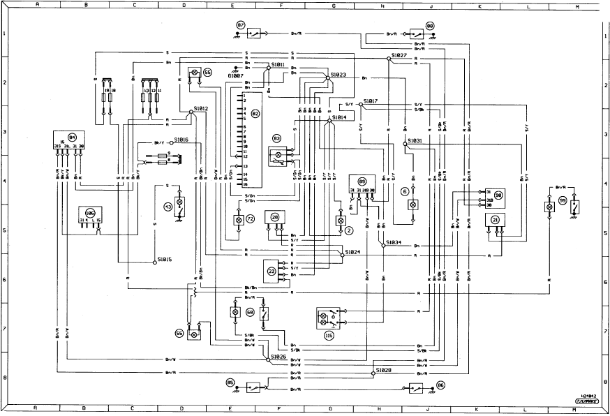 Diagram 2a. Interior lighting. Models up to 1987
