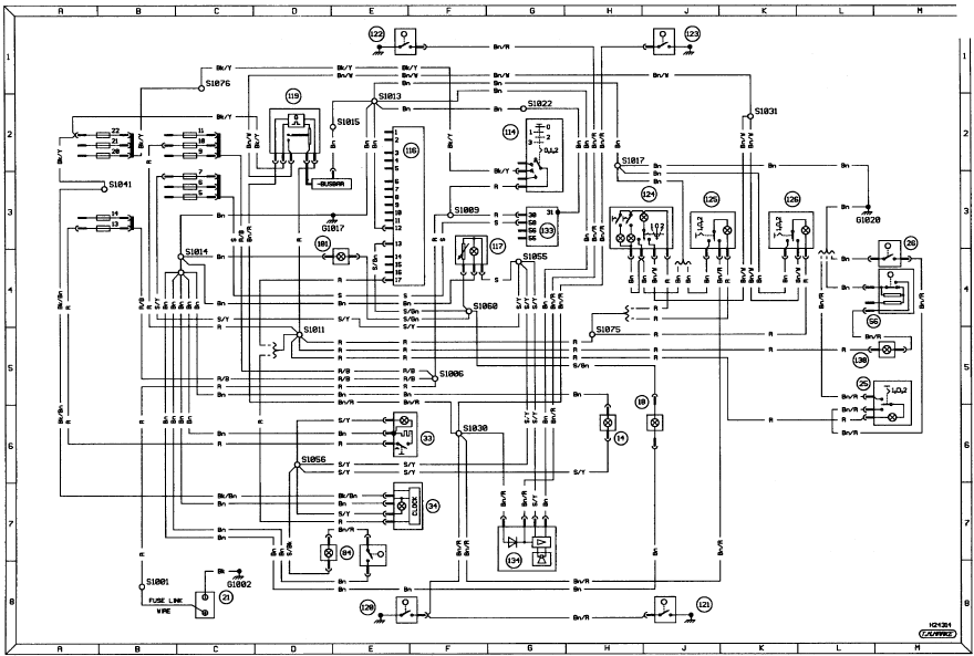 Diagram 2b. Interior lighting. Models from 1990 onwards