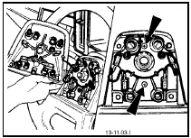 11.3 Horn switch removal - models up to 1987. Switch securing screws arrowed