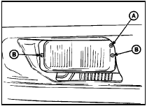 46.7 Front foglamp adjuster screw (A) and securing screws (B) - models from