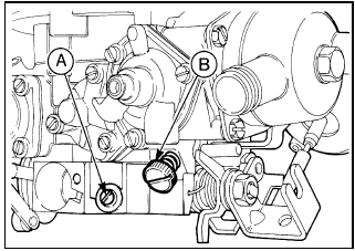 10.13b Weber 2V carburettor mixture adjustment screw (A) and idle speed