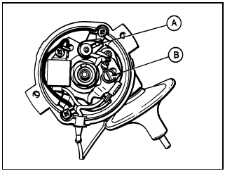 13.6b Contact breaker point components - Lucas distributor A Secondary