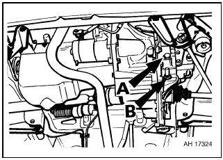 26.1a Transmission oil filler plug (A) and selector shaft locking mechanism