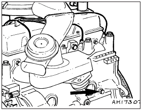 33.5a Cylinder block drain plug location (arrowed) - OHV engines