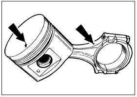 8.13a Relative positions of piston directional arrow and oil squirt hole in