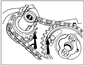 15.12a Crankshaft and camshaft sprocket timing mark locations