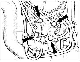 7.35 Injector pipe unions at the fuel distributor - XR3i and Cabriolet