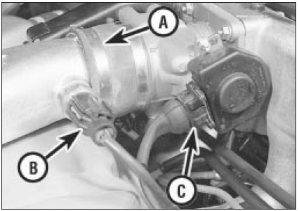 7.46 Air inlet duct connecting hose clip (A) charge air temperature sensor