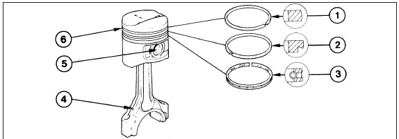 9.9b Piston ring profile and orientation - 1.6 EFI engine