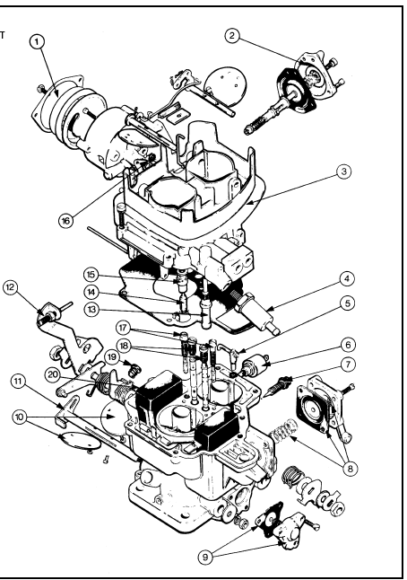 17.7b Exploded view of Weber 2V DFT carburettor - XR3 models