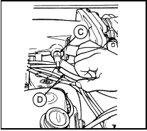 6.10 Fuel shut-off valve hose (D) and plenum chamber connector (C) on Mk 1