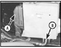 6.12 Spark control module wiring multiplug (A) and vacuum hose (B)