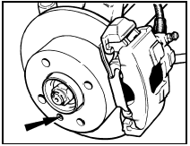 4.7 Brake disc retaining screw location (arrowed)