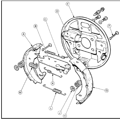 5.8b Exploded view of the rear brake assembly as fitted to fuel-injected