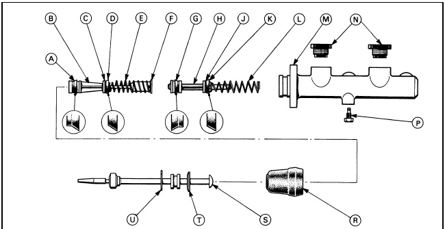 12.9 Exploded view of the master cylinder