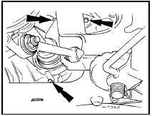 20.26 Left-hand drivebelt cover retaining bolt locations (arrowed)