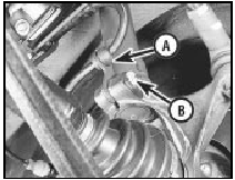 7.3 Brake hose and grommet location in strut (A) and strut-to-hub carrier