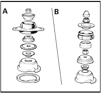 7.13 Exploded view of the suspension strut upper mounting components