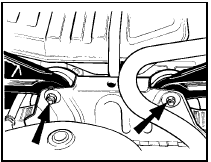 13.4 Lower arm inboard pivot nuts and bolts (arrowed) - Saloon and Estate