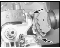 25.9b . . . and switch retaining screw locations (arrowed) on post-1986