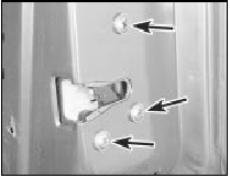 13.14 Door lock retaining screws (arrowed)