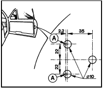 13.25 Drill the door at the points indicated when fitting a new lock to early